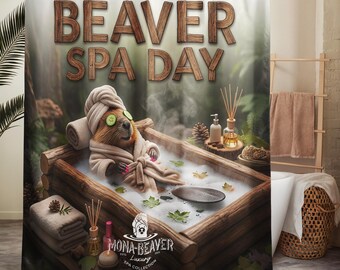 Spa Day Beaver shower curtains Mother's Day gift