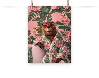 Pink and green Tropical inspired poster by Mona Beaver