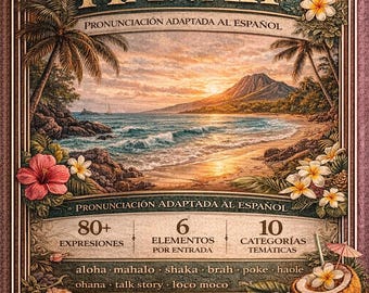 Argot hawaïen pour hispanophones | Anglais authentique, pidgin hawaïen et esprit Aloha | Guide PDF avec plus de 80 expressions