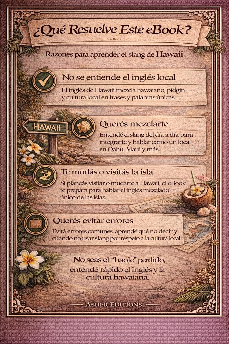 Hawaiian Slang for Spanish Speakers | Real English, Hawaiian Pidgin, and Aloha Spirit | PDF Guide with 80+ Expressions image 10