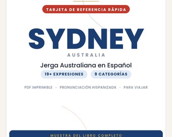 Sydney Slang in Spanish | Australian Slang in Printable PDF | Real Phrases for Traveling to Sydney | Full Book Preview