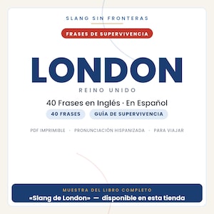 Frasi in inglese per viaggiare a Londra | PDF stampabile in spagnolo | Guida di sopravvivenza | Estratto dal libro "London Slang Book" immagine 1