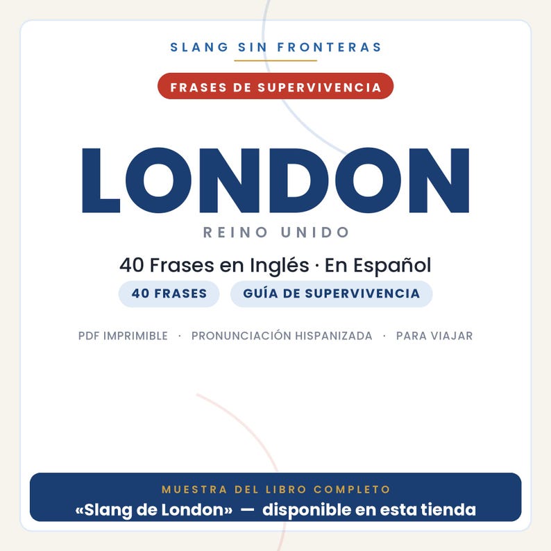 Frasi in inglese per viaggiare a Londra | PDF stampabile in spagnolo | Guida di sopravvivenza | Estratto dal libro "London Slang Book" immagine 1