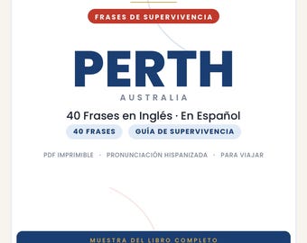 Frasi in inglese per viaggiare a Perth | PDF stampabile in spagnolo | Guida di sopravvivenza | Estratto dal libro "Perth Slang Book"