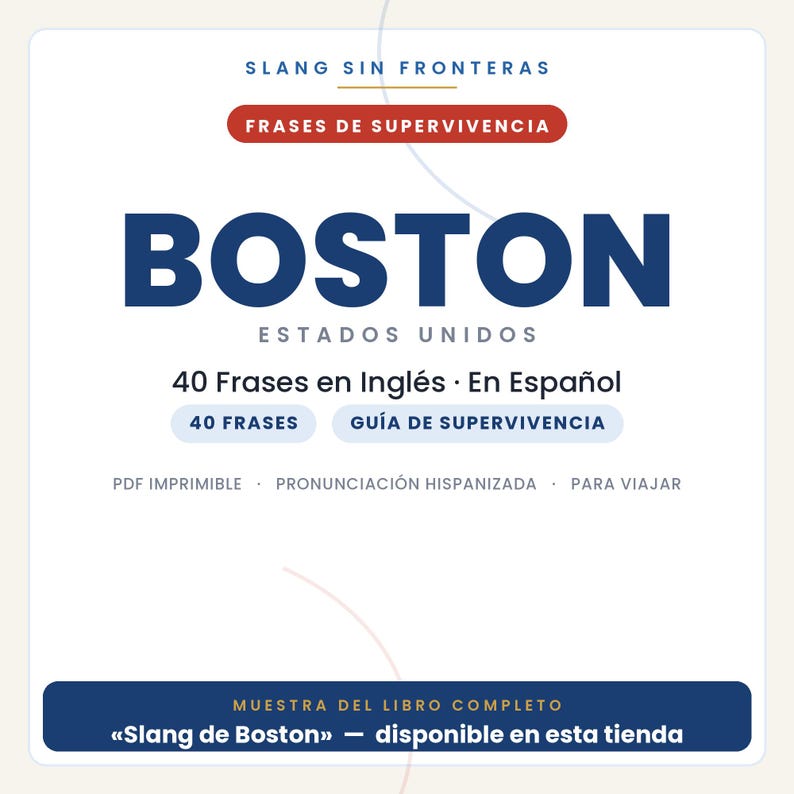 English Phrases for Traveling to Boston | Printable PDF in Spanish | Survival Guide | Boston Slang Book Preview image 1