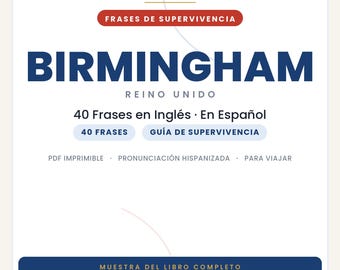 Frases em inglês para viajar para Birmingham | PDF imprimível em espanhol | Guia de sobrevivência | Trecho do livro de gírias de Birmingham