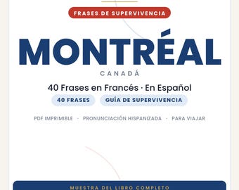 Frasi in francese per viaggiare a Montreal | PDF stampabile in spagnolo | Guida di sopravvivenza | Estratto dal libro "Montreal Slang Book"