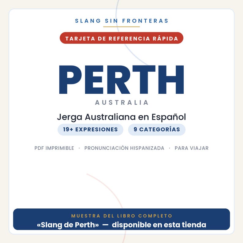 Perth-Slang auf Spanisch | Australischer Slang als druckbare PDF-Datei | Echte Redewendungen für die Reise nach Perth | Buchvorschau: Perth-Slang Bild 1