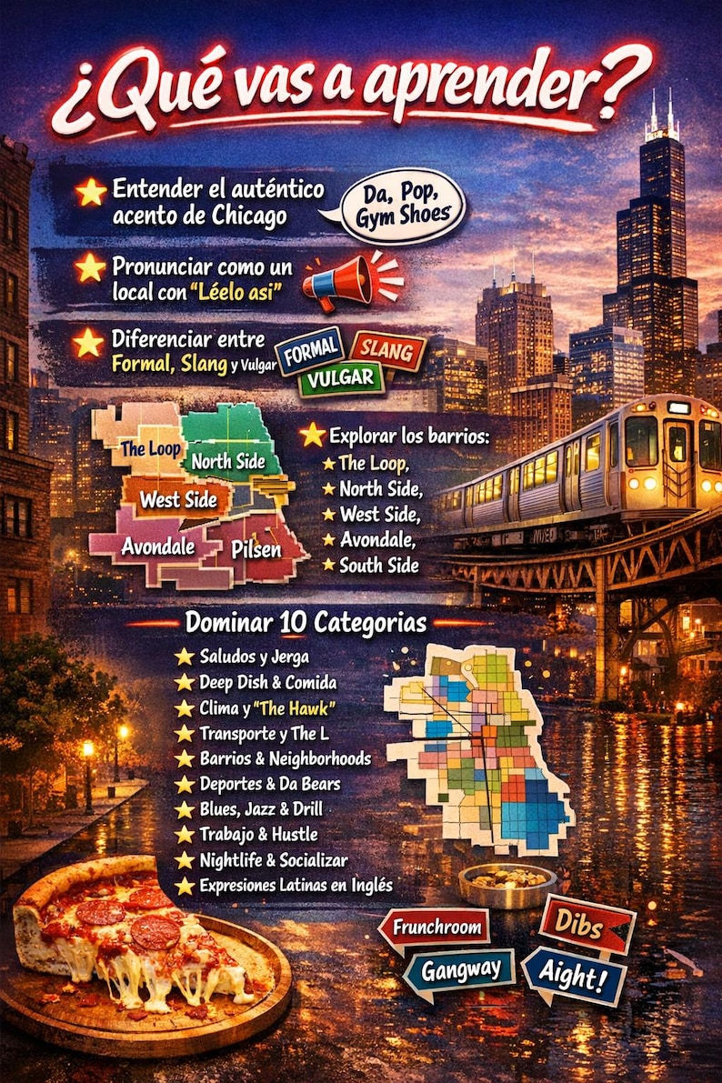Argot de Chicago pour les hispanophones | Anglais authentique de Chicago, argot et expressions idiomatiques locales | Guide PDF avec plus de 80 expressions image 8