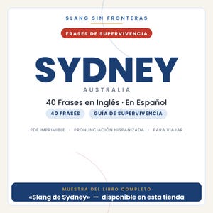 English Phrases for Traveling to Sydney | Printable PDF in Spanish | Survival Guide | Sydney Slang Book Preview image 1