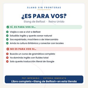 Engelska fraser för att resa till Belfast | Utskrivbar PDF på spanska | Överlevnadsguide | Förhandsvisning av Belfast slangbok bild 2