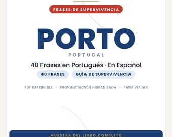 Portugalskie zwroty do Porto | Wydrukowany plik PDF w języku hiszpańskim | Poradnik przetrwania | Fragment książki o slangu w Porto