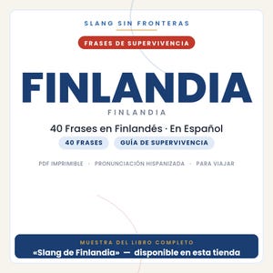 Finnish Phrases for Traveling to Finland | Printable PDF in Spanish | Survival Guide | Excerpt from the Finnish Slang Book image 1