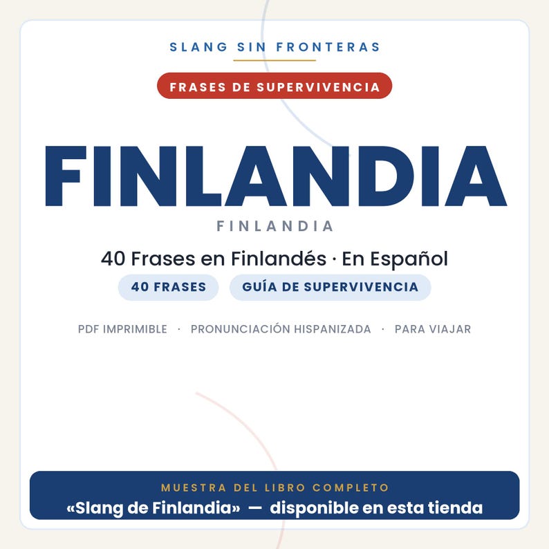 Finnish Phrases for Traveling to Finland | Printable PDF in Spanish | Survival Guide | Excerpt from the Finnish Slang Book image 1
