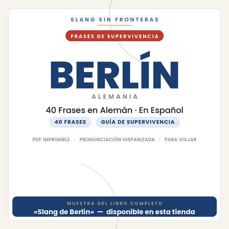 German Phrases for Traveling to Berlin | Printable PDF in Spanish | Survival Guide | Excerpt from the Berlin Slang Book image 1