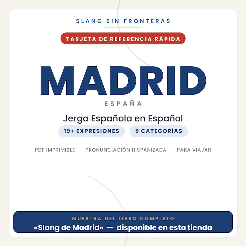 Madridslang på spanska | Spansk slang i utskrivbar PDF | Riktiga fraser för att resa till Madrid | Förhandsvisning av Madridslangbok bild 1