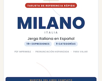 Milanese Slang in Spanish | Italian Slang in Printable PDF | Real Phrases for Traveling to Milan | Preview of the Milanese Slang Book