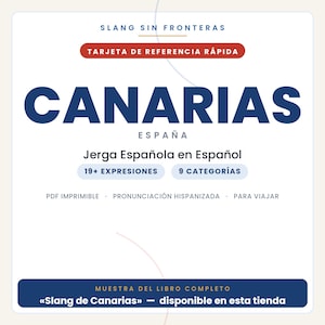 Kanarieöarnas slang på spanska | Spansk slang i utskrivbar PDF | Riktiga fraser för att resa till Kanarieöarna | Förhandsvisning av hela boken bild 1