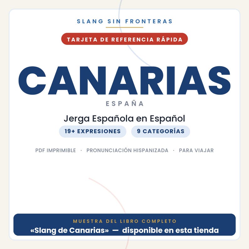 Kanarieöarnas slang på spanska | Spansk slang i utskrivbar PDF | Riktiga fraser för att resa till Kanarieöarna | Förhandsvisning av hela boken bild 1