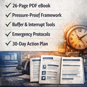 May include: Image of a digital download advertisement. The text "WHAT YOU'LL RECEIVE" is at the top, followed by a list of features. The image includes a clock and open books. The bottom of the image reads "Instant Digital Download".