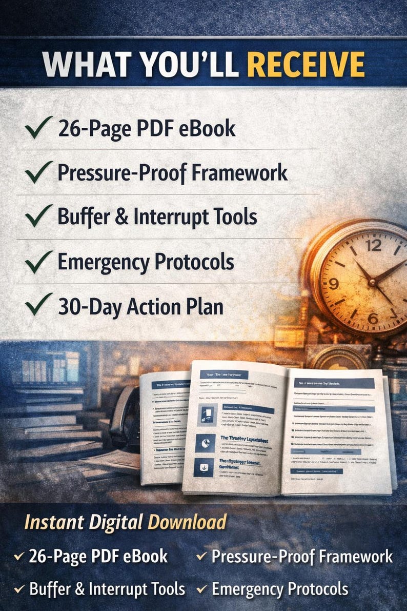 May include: Image of a digital download advertisement. The text "WHAT YOU'LL RECEIVE" is at the top, followed by a list of features. The image includes a clock and open books. The bottom of the image reads "Instant Digital Download".