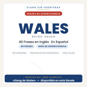 以下が含まれることがあります： Slang Sin Fronteras Frases De Supervivencia Wales Reino Unidoというタイトルのデジタル文書。英語とスペイン語の40のフレーズ、サバイバルガイド、印刷可能なPDF、スペイン語風の発音、ウェールズへの旅行情報が記載されています。