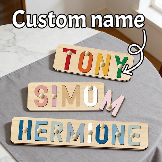 Custom Name Wooden Puzzle for Kids: Personalized Montessori Learning Toy (Toddler Gift)