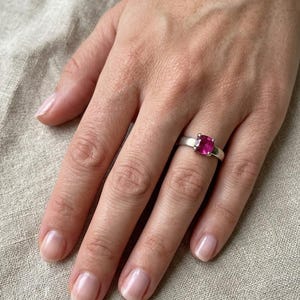 Certified Natural Ruby Ring, 0.20 Ct Cushion Cut Sterling Silver Gemstone Jewelry