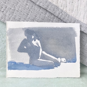 Reading Woman, original watercolor painting