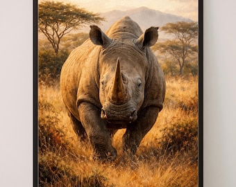 Majestic Rhino Art, Safari Wall Art Print,  African Wildlife Photography, White Rhinos