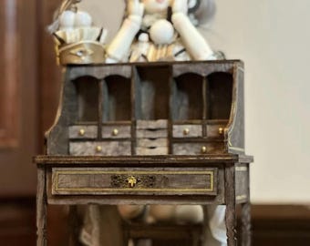 Handgefertigtes Vintage Miniatur Klavier Tisch & Stuhl Set