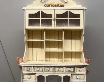 白いミニチュア木製手作りドールハウス 1:12スケール ワードローブ 
