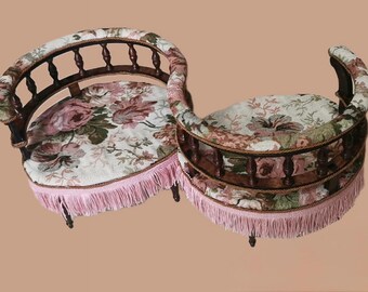 Vintage European Accent Chair, Miniature Retro Sofa Chair, Luxury Doll House Decor for BLYTHE BJD Doll