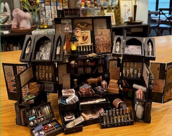 UPGRADED Gothic Alchemy Apothecary Tool Box 1:6 Scale | Miniature Witch Fantasy Diorama Prop
