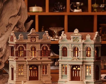 Casa de muñecas en miniatura de Nanyang Fantasy / Casa de muñecas vintage del tamaño de la palma de la mano con iluminación LED cálida