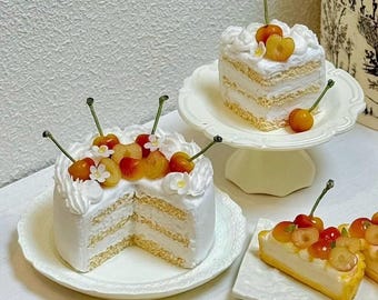 1: 6 Shabby Weißer Hexagon Dessert Dessert Ständer | Handgefertigte Mini-Gebäckschachteln und verschiedene Gebäcktorten | Puppenstube Gebäck Set