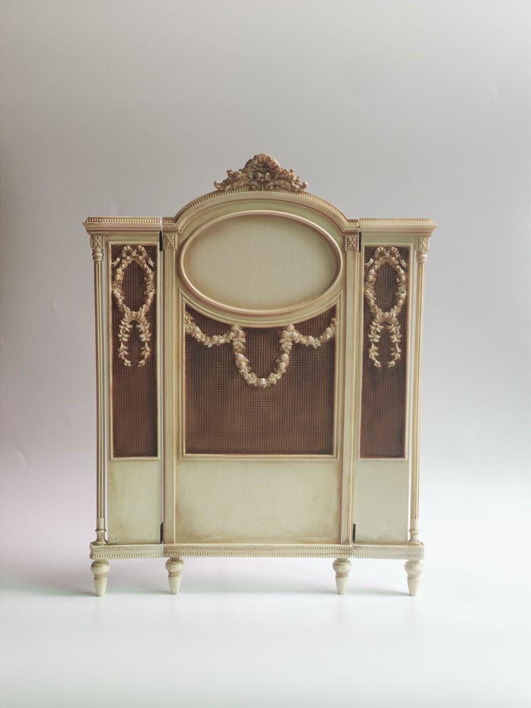 Victorian Dollhouse Screen Bench Set • Miniature Ornate Furniture ...