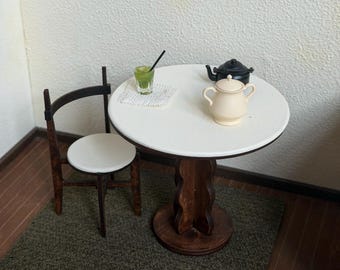 Miniatur Puppenhaus Display, Küche Tisch und Stuhl Set, Maßstab 1: 6 oder 1∶12