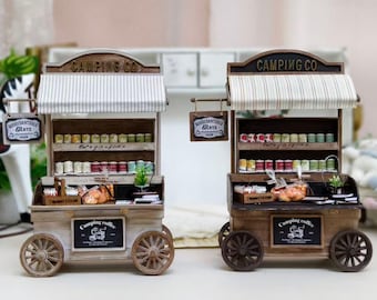 Handgefertigter Miniatur Imbiss / Imbisswagen / Rollwagen im Maßstab 1:6