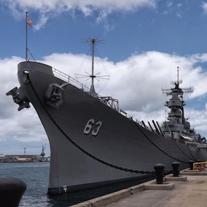 USS Missouri Battleship Reference Photo – Naval Ship Perspective, Military Vessel Structure, Artist Reference