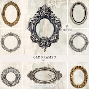 Old Frames Vol. 1 – Ornate Vintage Frame Elements | Printable & PNG Frames | Commercial Use | Instant Download
