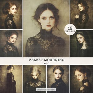 Velvet Mourning Vol. 1 – Victorian Gothic Portrait Collection | Pale Women in Black Lace | Dark Romantic Fine Art Digital Download