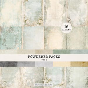 Powdered Pages – Vol. 1 | Soft Patina Journal Papers | Vintage Book Pages & Textured Solids | Digital Download