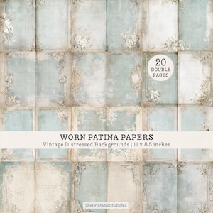 Worn Patina Papers | Vintage Distressed Backgrounds | Shabby Chic Journal Pages | Printable Junk Journal Papers | 20 Digital Papers