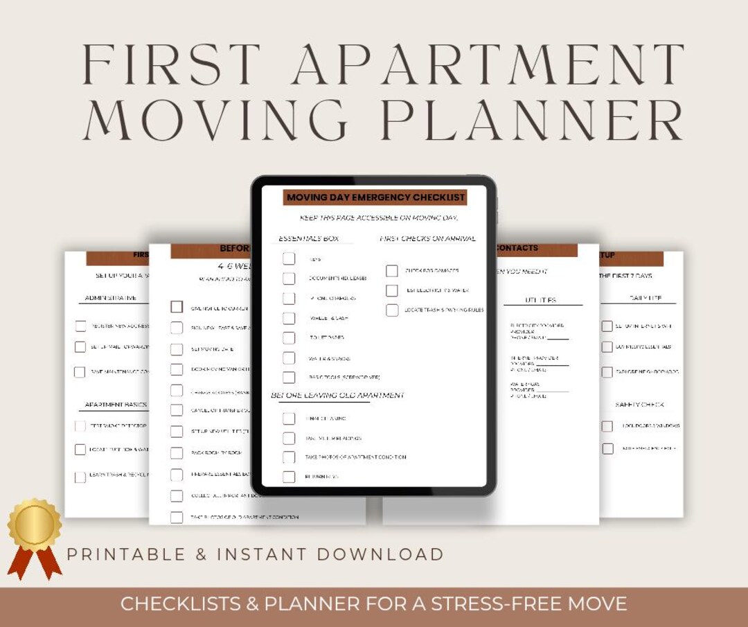Moving Checklist PDF for First Apartment | Moving Planner Printable ...