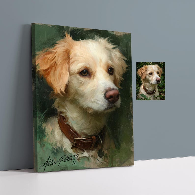 Custom Classic Oil Painting Pet Portrait from Photo on Canvas Printing Wall Art image 3
