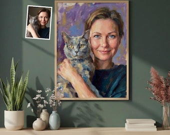 Custom Pet Portrait Canvas Print, Expressionist Wall Art From Photo