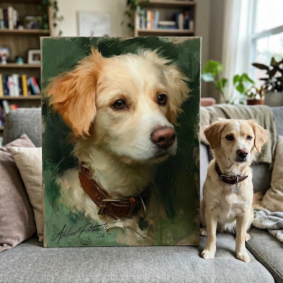 Custom Classic Oil Painting Pet Portrait from Photo on Canvas Printing Wall Art