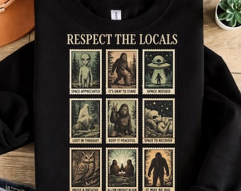 Respect The Locals Cryptid PNG,Mothman Bigfoot Alien Digital Design,Funny Camping Graphic File,Sasquatch Hiking Artwork,Instant Download PNG