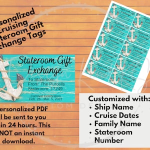 Anchor Stateroom/Cabin Cruise Gift Exchange Tags